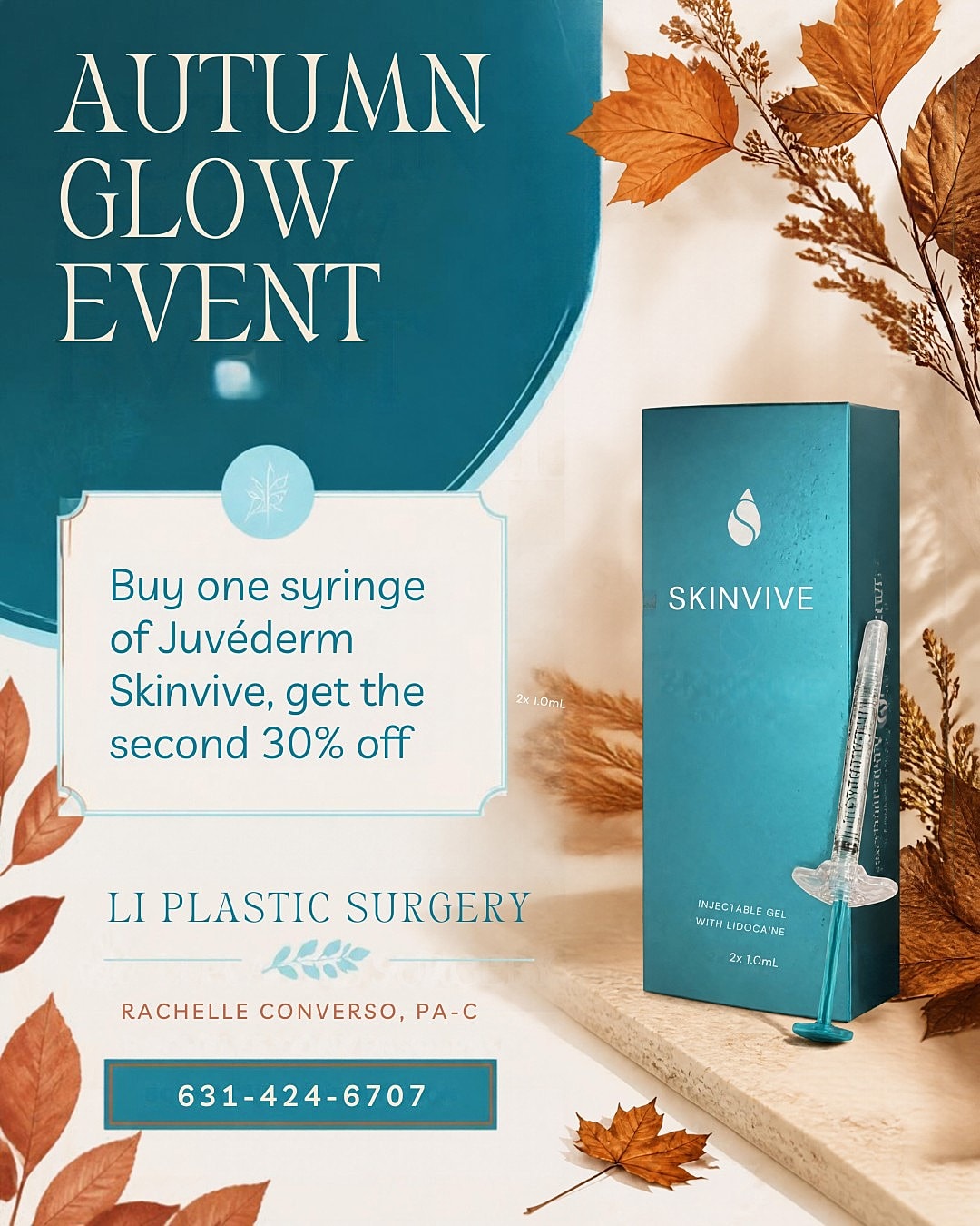 Autumn glow event promotion for Juvederm Skinvive.
